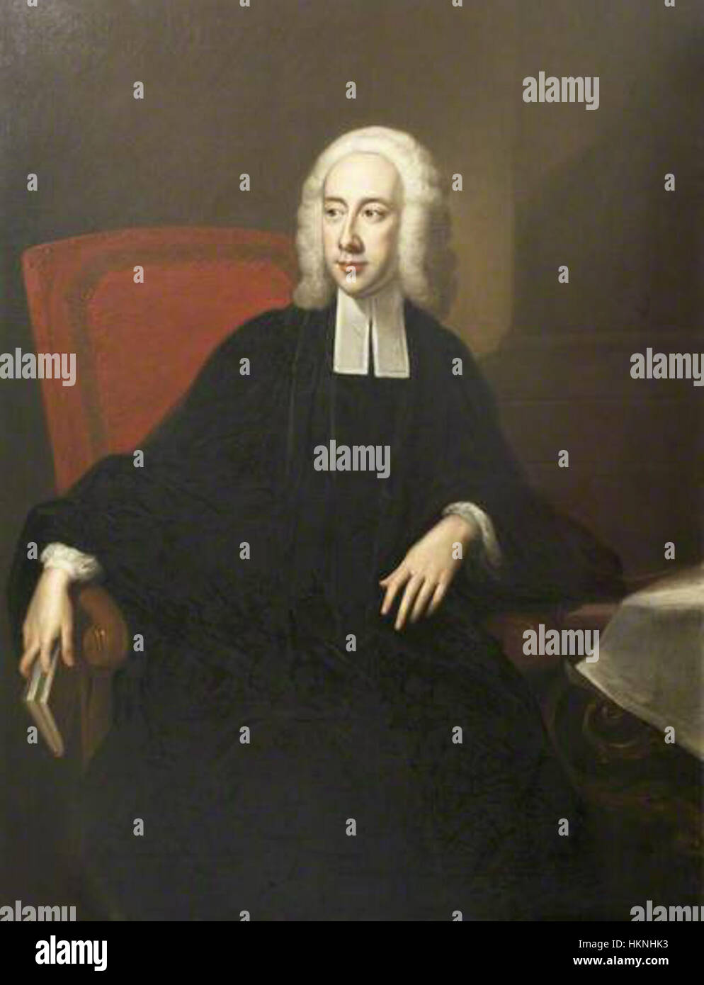 La peinture d'Alured Clarke Wills capture la ressemblance de l'artiste, avec une attention aux détails qui met en évidence à la fois les traits personnels et le style artistique. Wills était connu pour son talent dans le portrait. Banque D'Images