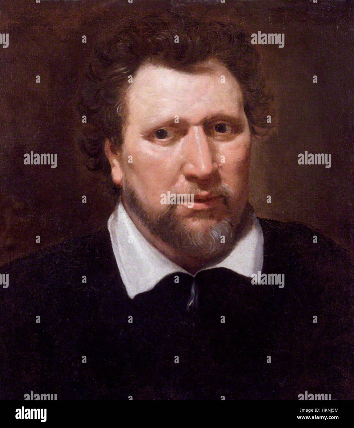 Voici un portrait du dramaturge et poète anglais Benjamin Jonson, peint par Abraham van Blyenberch. Le portrait reflète le style artistique de l'époque et sert de représentation emblématique de la contribution de Jonson à la littérature anglaise et au théâtre. Banque D'Images