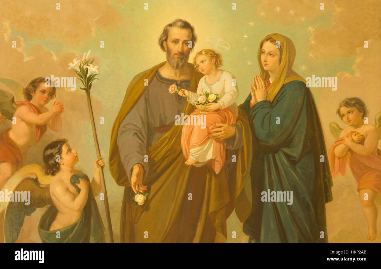 ROME, ITALIE - 10 mars 2016 : la peinture de Sainte Famille dans l'église Basilique de Santa Maria Ausiliatrice par artiste inconnu 20. 100. Banque D'Images
