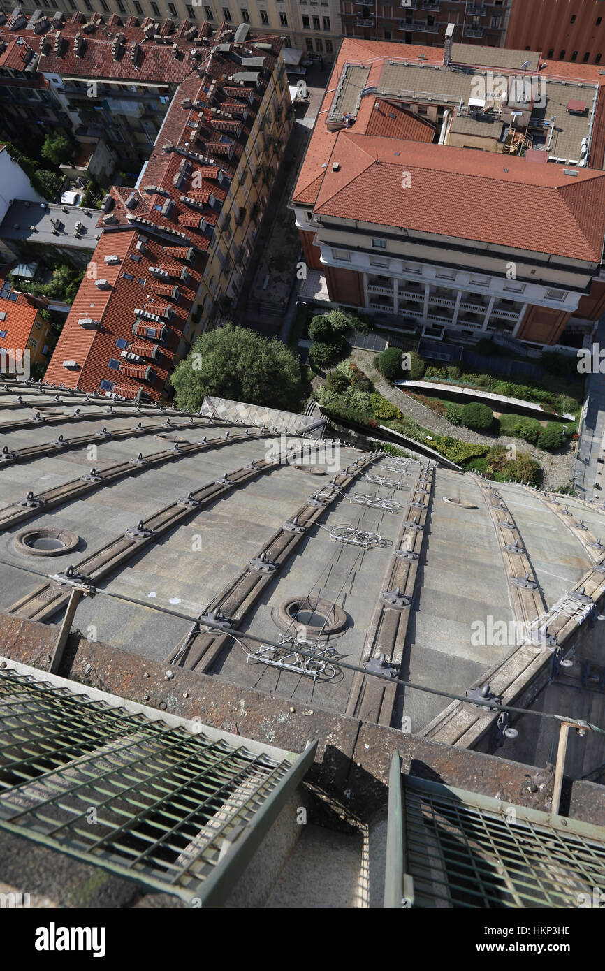 Vue aérienne de la ville de Turin depuis le plus haut bâtiment appelé Mole Antonelliana Banque D'Images