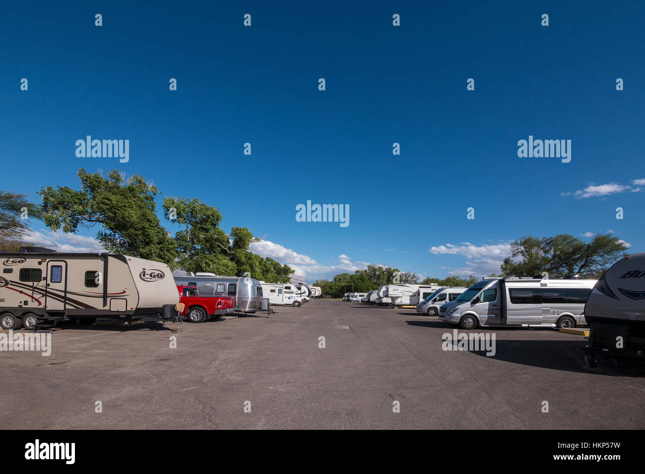 Rio Grande Village RV camping plein-hookup, Big Bend National Park, Texas. Banque D'Images