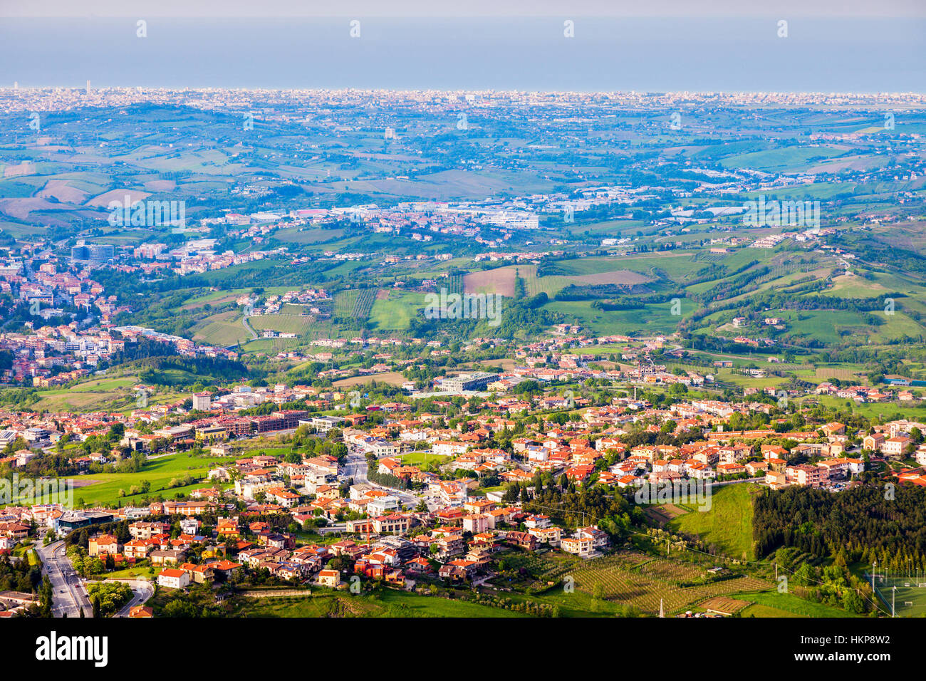 Architecture de Saint-Marin - photo aérienne. San Marino. Banque D'Images