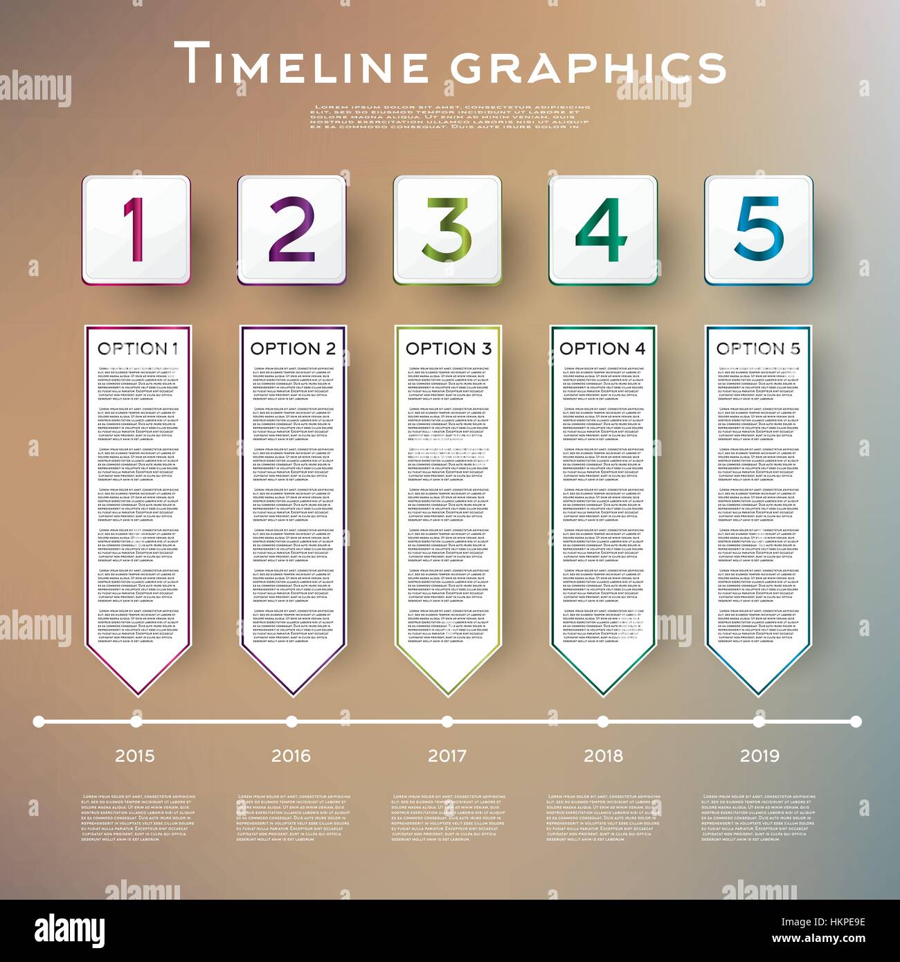 Conception infographiques Timeline avec cinq options. Vector Illustration. Concept d'affaires avec des étapes et des processus. Illustration de Vecteur