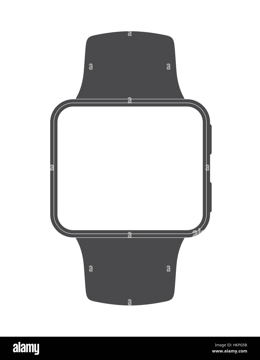 Plaine noire à présentation smartwatch Apple avec écran carré la forme et l'écran blanc pour montage facile avec un contenu graphique souhaité Banque D'Images