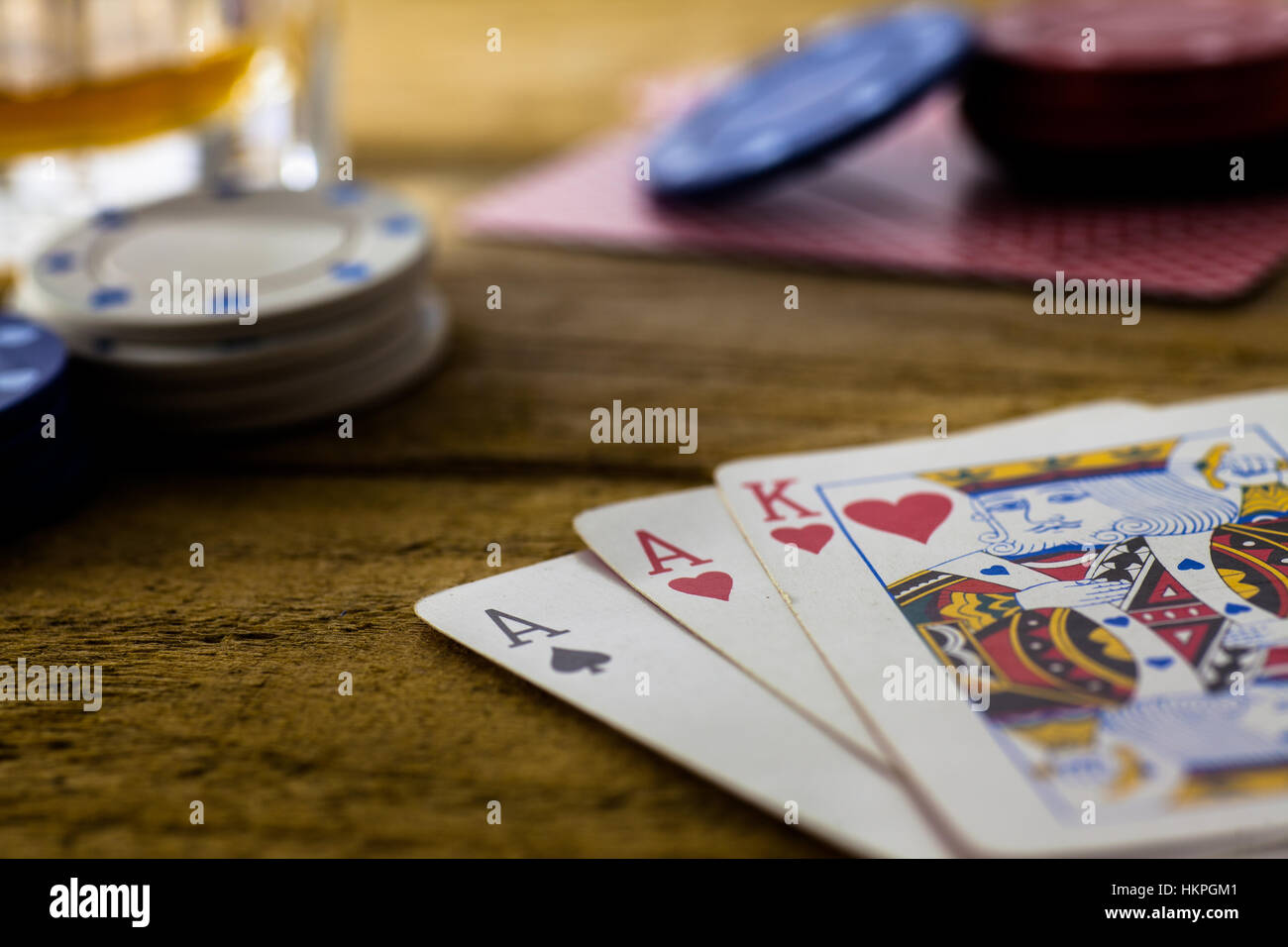 Paire d'as avec kicker roi Banque D'Images