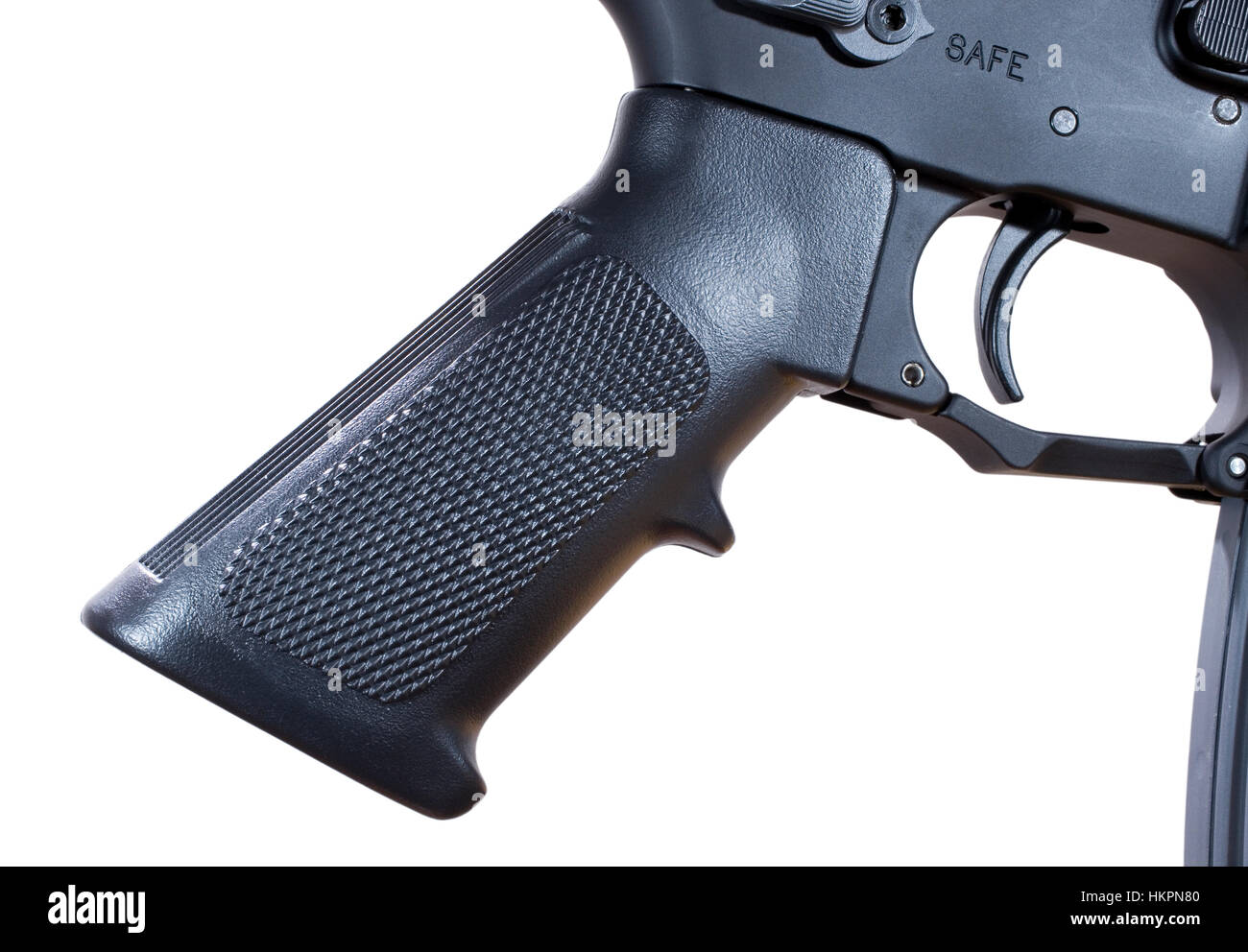 Poignée pistolet en polymère qui se trouve sur un AR 15 semi-automatique Banque D'Images