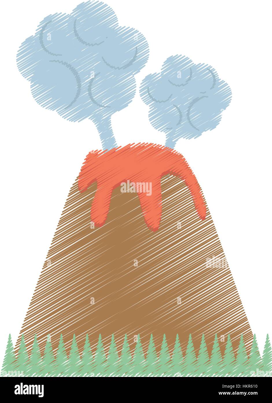 Eruption Volcan Dessin Lava Mountain Cloud Image Vectorielle Stock Alamy