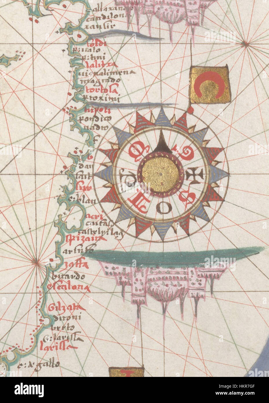 Cette carte de l'atlas Portolan de Joan Martines, créée vers 1578, montre la mer Noire et la Méditerranée orientale. Il fournit une carte nautique détaillée utilisée pour la navigation maritime à la fin du XVIe siècle, mettant en évidence les principales routes commerciales et les régions côtières. Banque D'Images