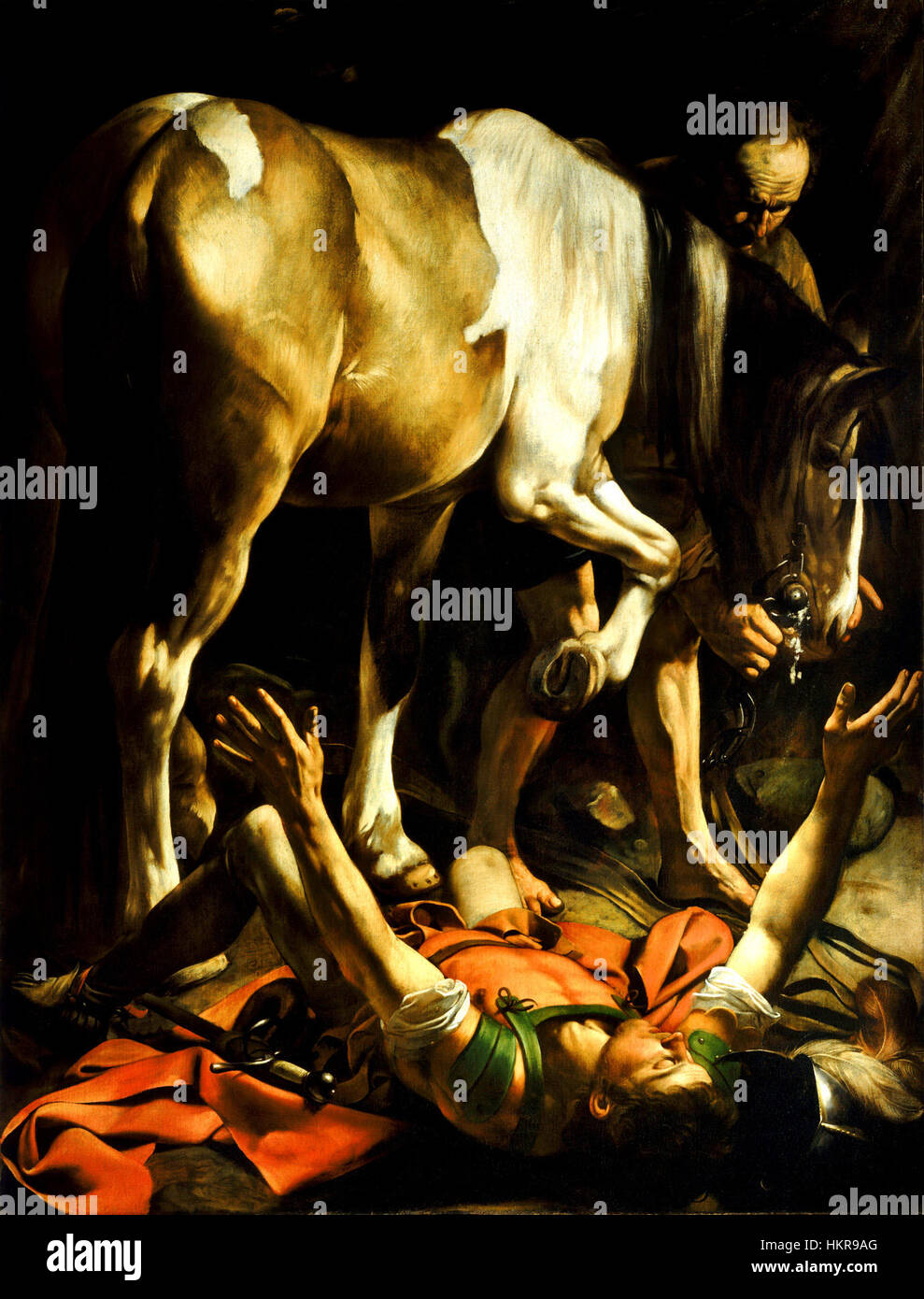 Caravaggio-The la conversion sur le chemin de Damas Banque D'Images