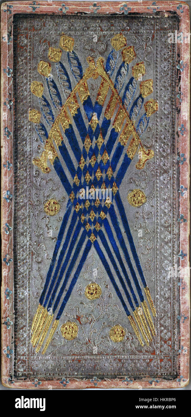 Le 'dix d'épées' du jeu de Tarot Cary-Yale présente une représentation dramatique de la signification de la carte, symbolisant la destruction et la trahison avec une imagerie et un symbolisme vifs. Banque D'Images