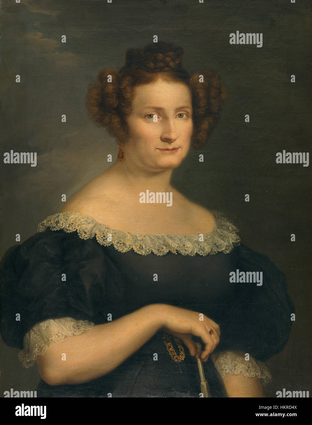 Un portrait de Cecilia Santos, situé dans le Museo del Prado, mettant en valeur l’attention de l’artiste pour le portrait classique et les détails fins typiques de l’époque. Banque D'Images