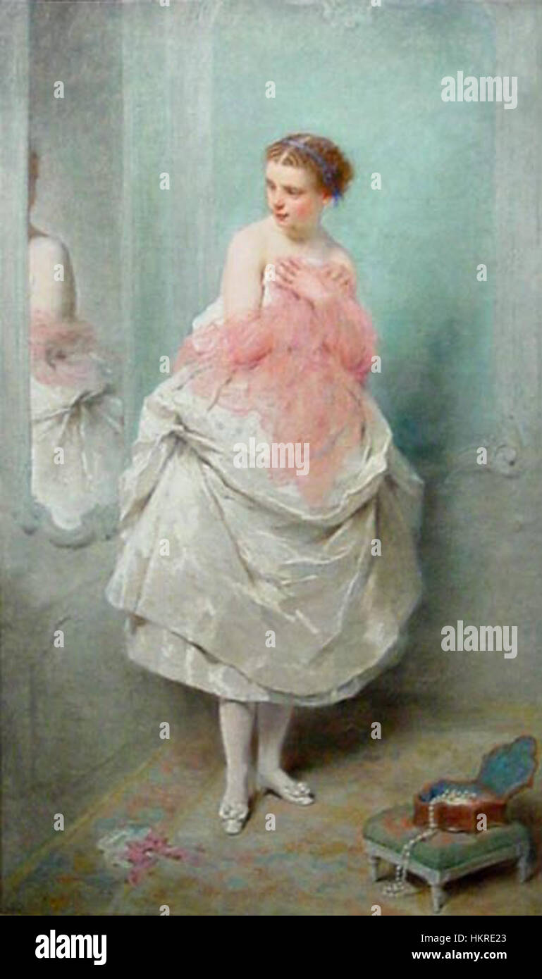 Cette œuvre d'art intitulée 'Chaplin - avant le bal' dépeint le célèbre acteur muet Charlie Chaplin dans un moment pré-performance. La peinture reflète la personnalité comique signature de Chaplin avec des coups de pinceau délicats et des traits expressifs. Banque D'Images