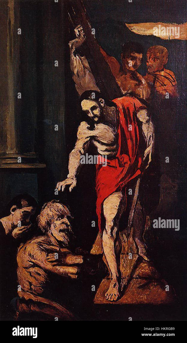 « Christ in Limbo » de Paul Cézanne de 1867 met en valeur ses premières expérimentations avec la forme et la couleur. La peinture capture une scène religieuse tout en repoussant les limites de l’académique traditionnel Banque D'Images