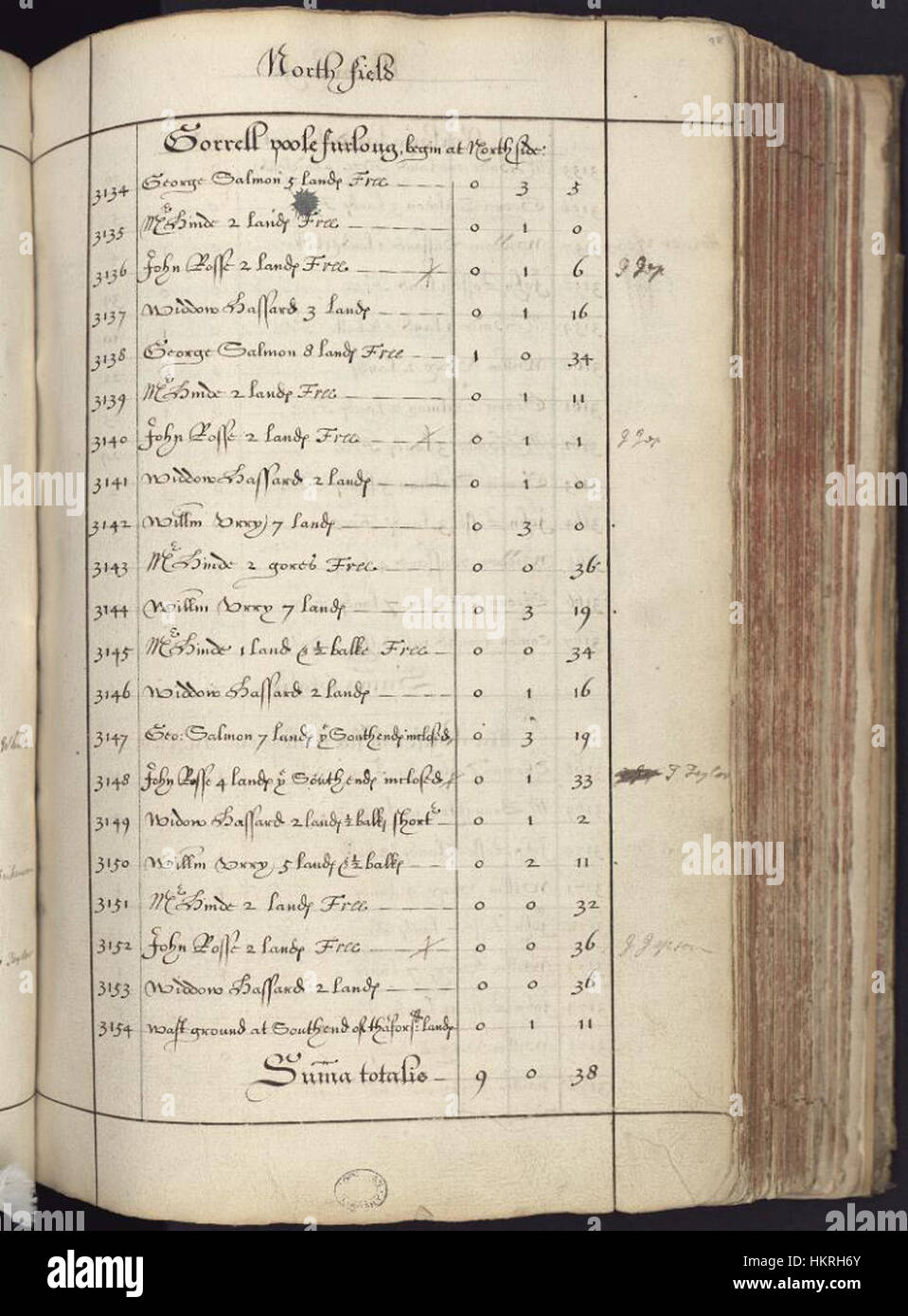 Les bibliothèques Bodleian, booke une survaye de de l'ensemble de mannor et lordshipp de Laxton avec Laxton Moorehouse dans le comté de Nottingham droit 154 Banque D'Images