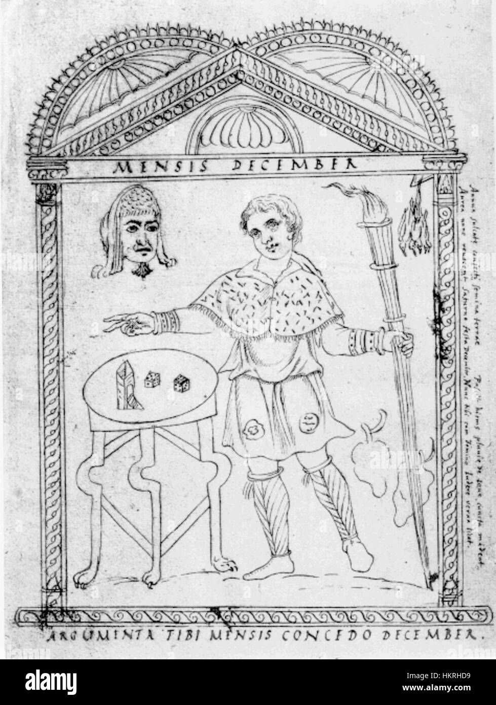 La chronographie de 354 présente une page de calendrier de décembre, décrivant des événements importants dans l'église chrétienne primitive. Il offre un aperçu des événements historiques du IVe siècle. Banque D'Images