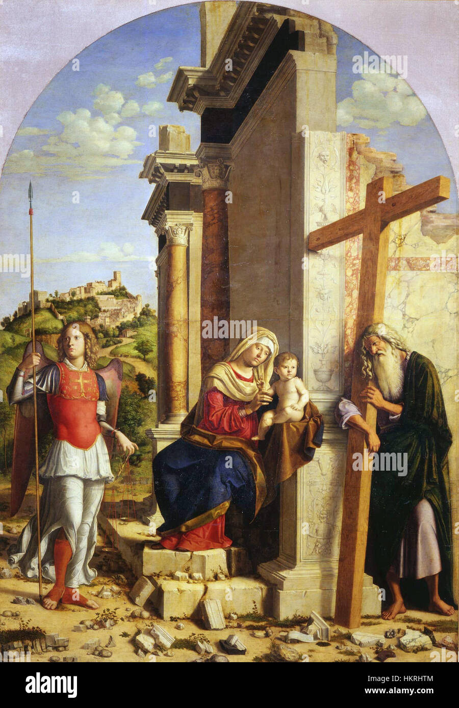 Cima da Conegliano, Madonna col bambino tra i Santi Michele Arcangelo e Andrea Banque D'Images
