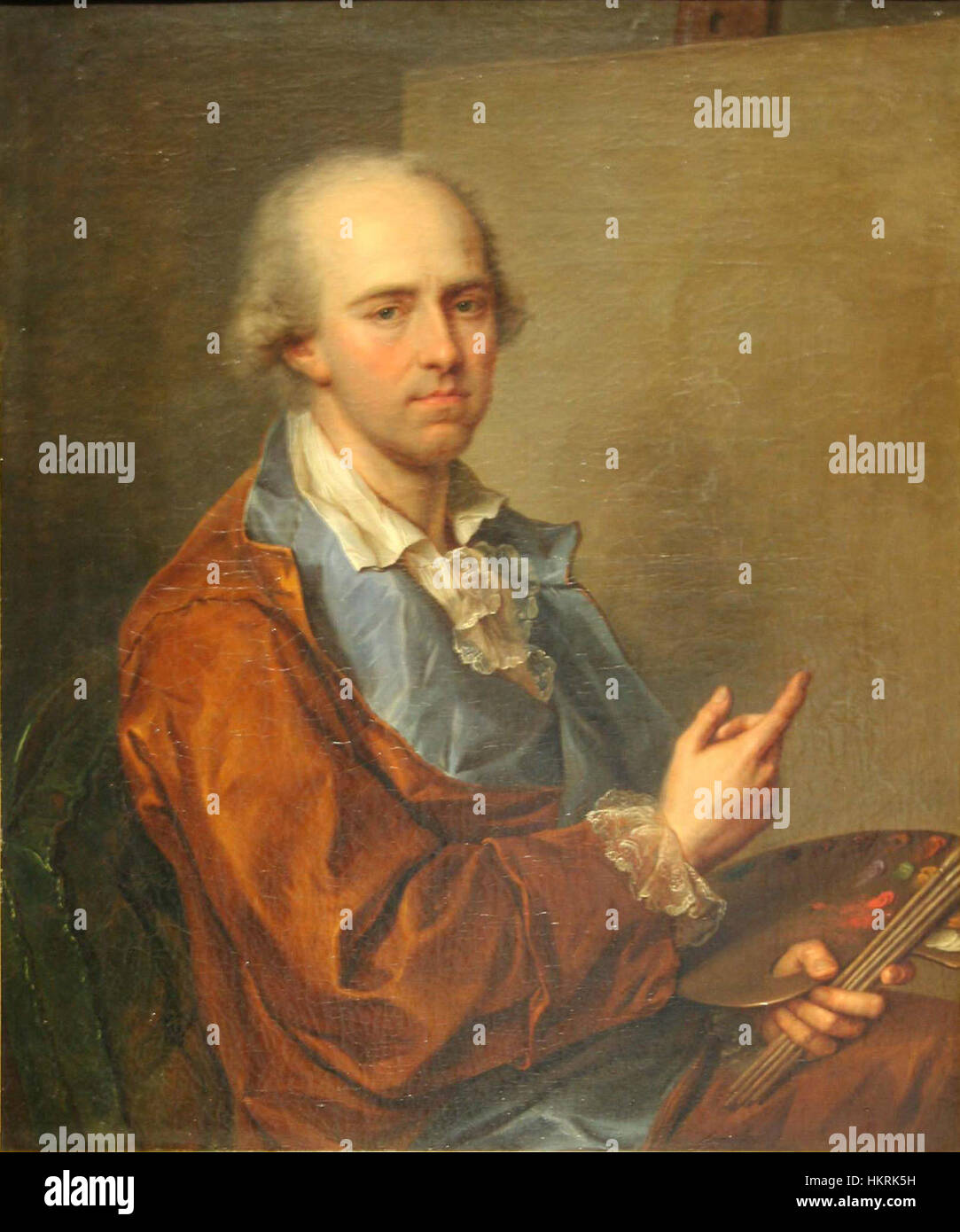 Un autoportrait de peinture à l'huile par Coclers, mettant en valeur le style réfléchissant de l'artiste et sa maîtrise dans la capture de l'identité personnelle à travers compris Cette pièce est une représentation clé de l'expression personnelle dans le portrait historique. Banque D'Images