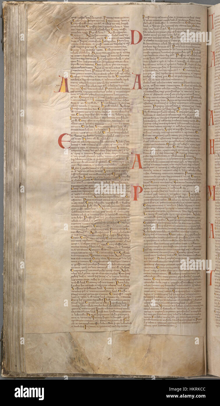 Il s'agit du Codex Gigas, un ancien manuscrit contenant l'ancien Testament, y compris les livres des Rois (I et II), soulignant la signification historique et religieuse de ce travail. Banque D'Images