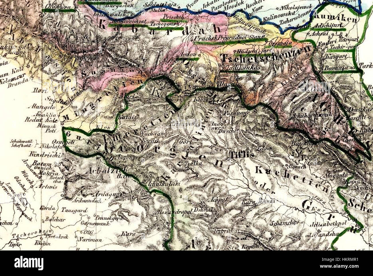 Cette peinture historique, datée de 1855, illustre l'étendue européenne de la Russie, capturant le contexte géopolitique et culturel de l'époque. L'œuvre offre un aperçu des perspectives européennes du XIXe siècle sur le territoire russe. Banque D'Images