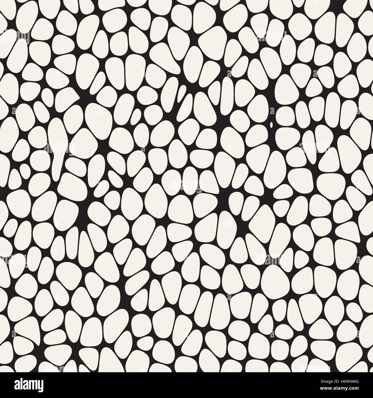 Des formes arrondies irrégulières organique fatras. Seamless Vector motif en noir et blanc Illustration de Vecteur
