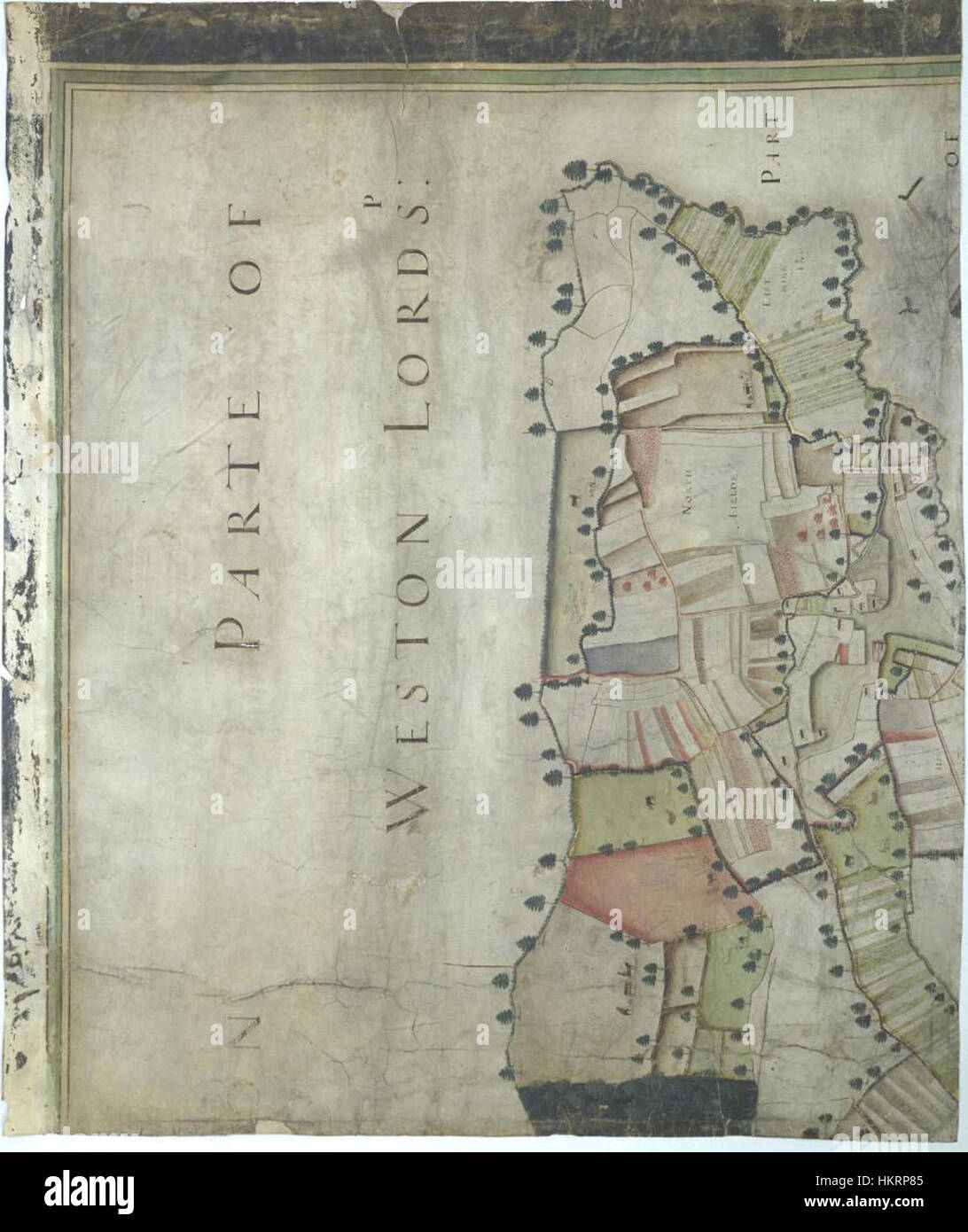 Les bibliothèques Bodleian, un plat et une description de l'ensemble mannor Seigneurie de Laxton avec Laxton Moorehouse dans ye comté de Nottingham et aussi de droit 3 Banque D'Images