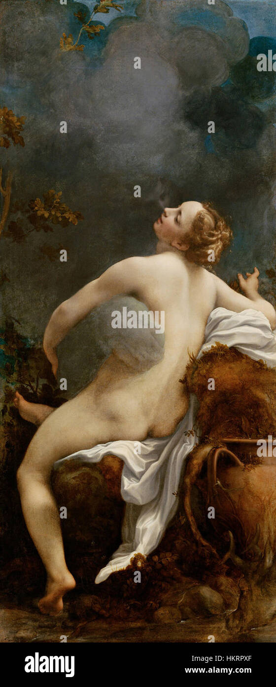 Cela fait probablement référence à une œuvre d'Antonio da Correggio, un peintre italien de la Renaissance connu pour ses compositions dynamiques et l'utilisation du chiaroscuro. Sans plus de détails, l'œuvre d'art spécifique reste floue. Banque D'Images