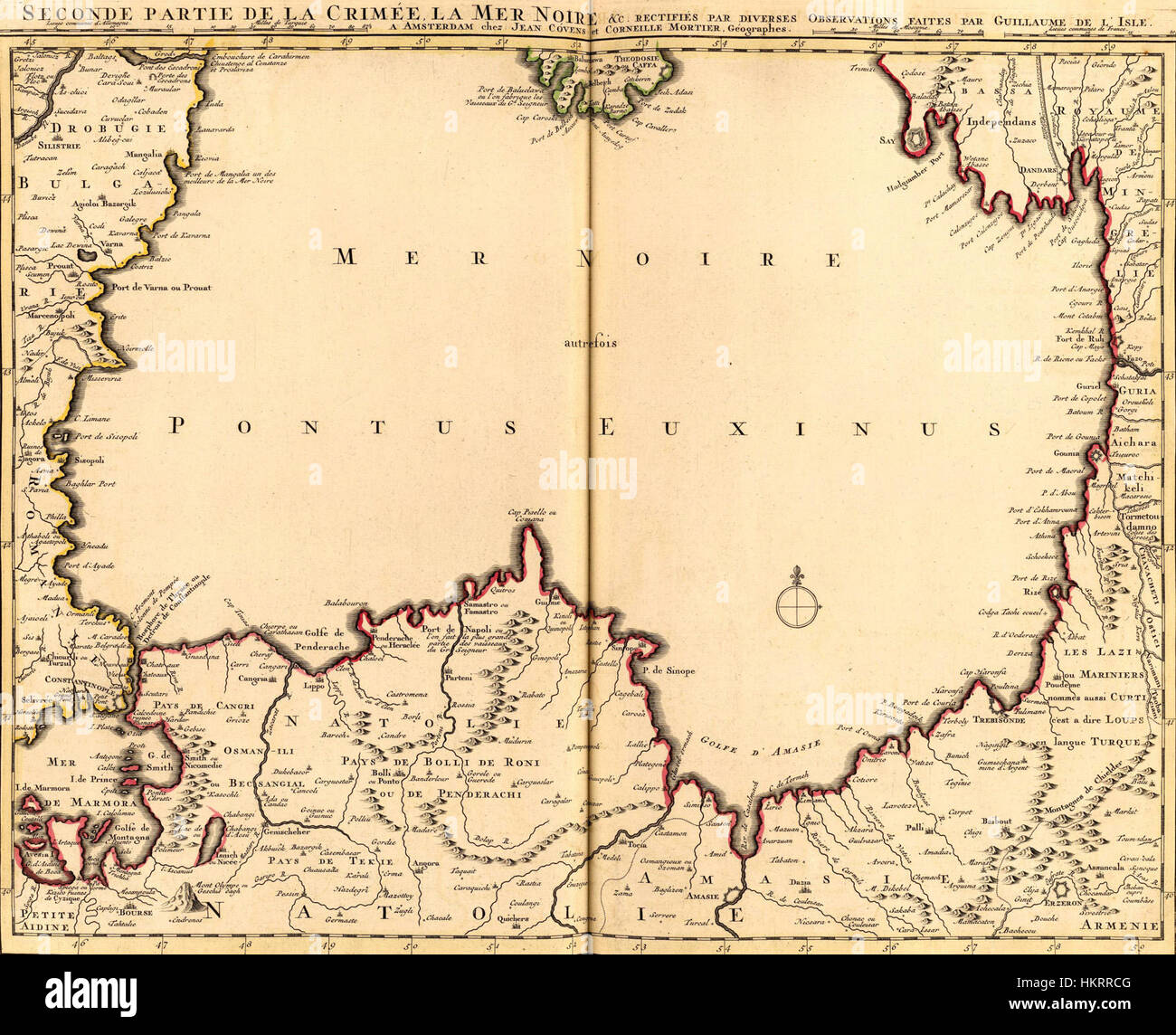 Covens et mortier ; Lisle, Guillaume de. 2. le sdt. Crimée, Mer Noire. 1742 (A) Banque D'Images