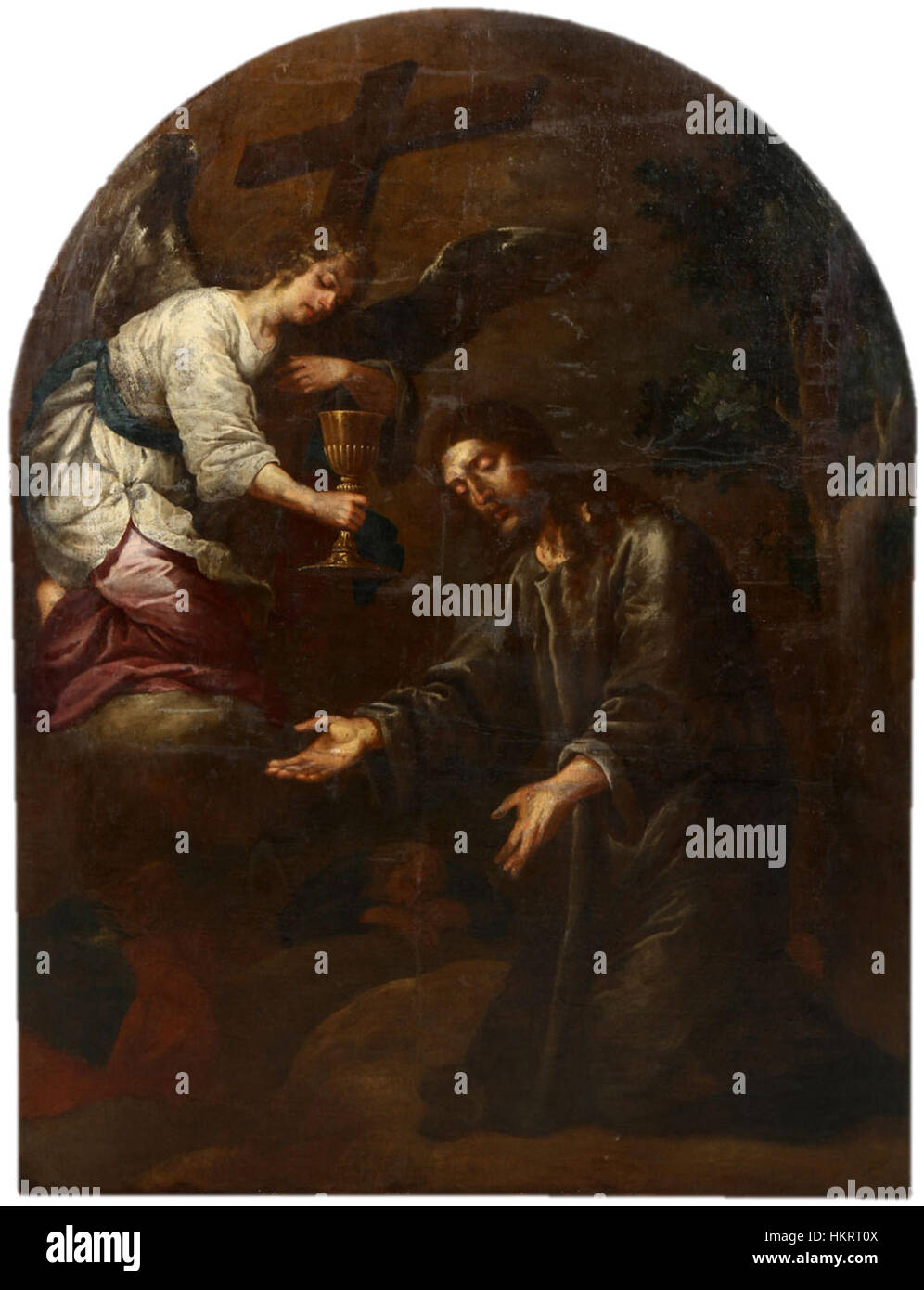 'Cristo do Horto' est une peinture religieuse de Bento Coelho da Silveira, créée au début du XVIIe siècle. L'œuvre représente Christ en prière au jardin de Gethsémani, reflétant le style baroque. Banque D'Images