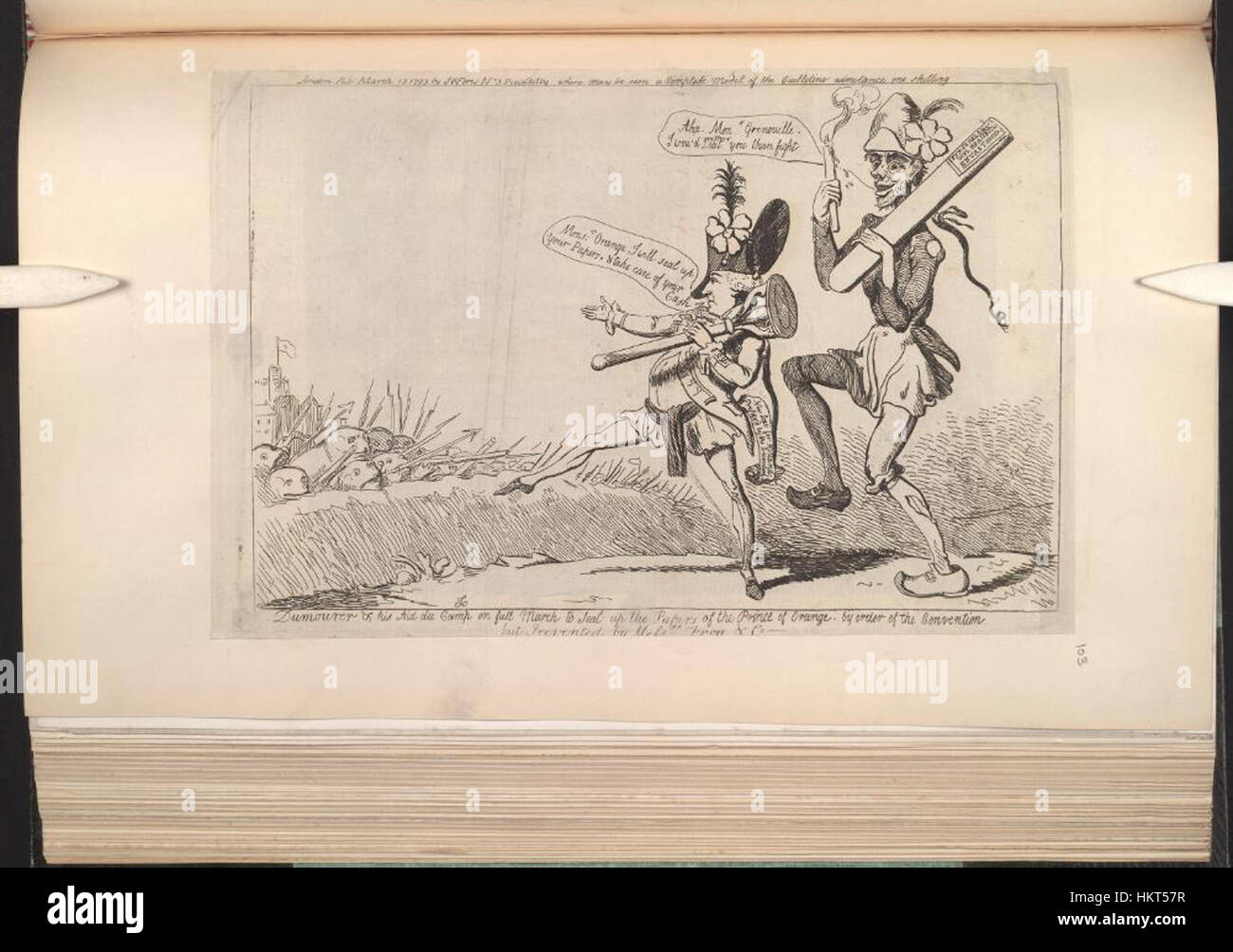 Un tableau historique représentant Dumourier et son assistant marchant pour sécuriser les papiers du prince d'Orange, commandé par la Convention pendant la Révolution française. Banque D'Images