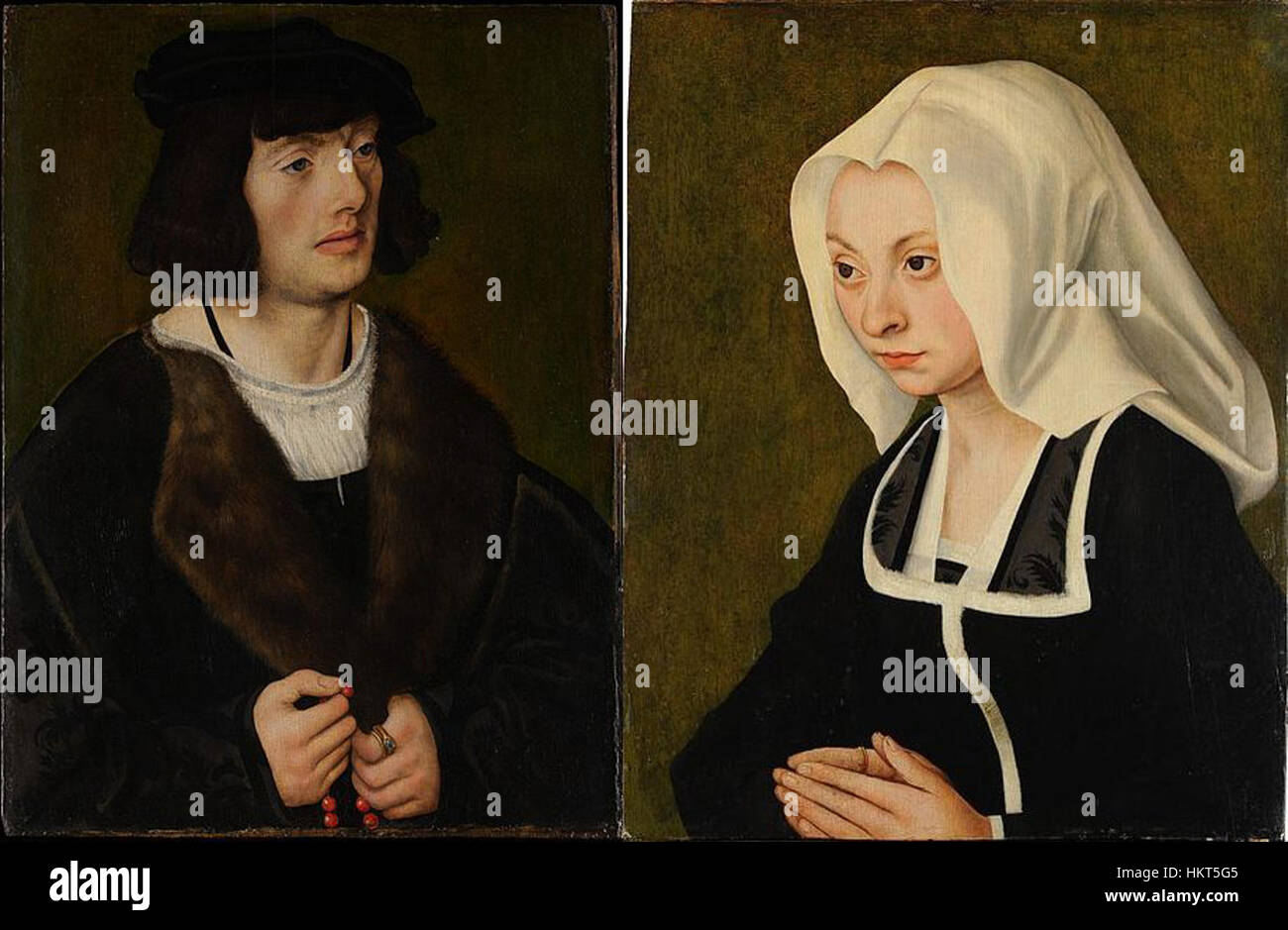 Le Dyptyk Cranach, une œuvre historique de l'artiste de la Renaissance allemande Lucas Cranach l'Ancien, représente des thèmes et des figures religieux dans un style détaillé et expressif. Banque D'Images