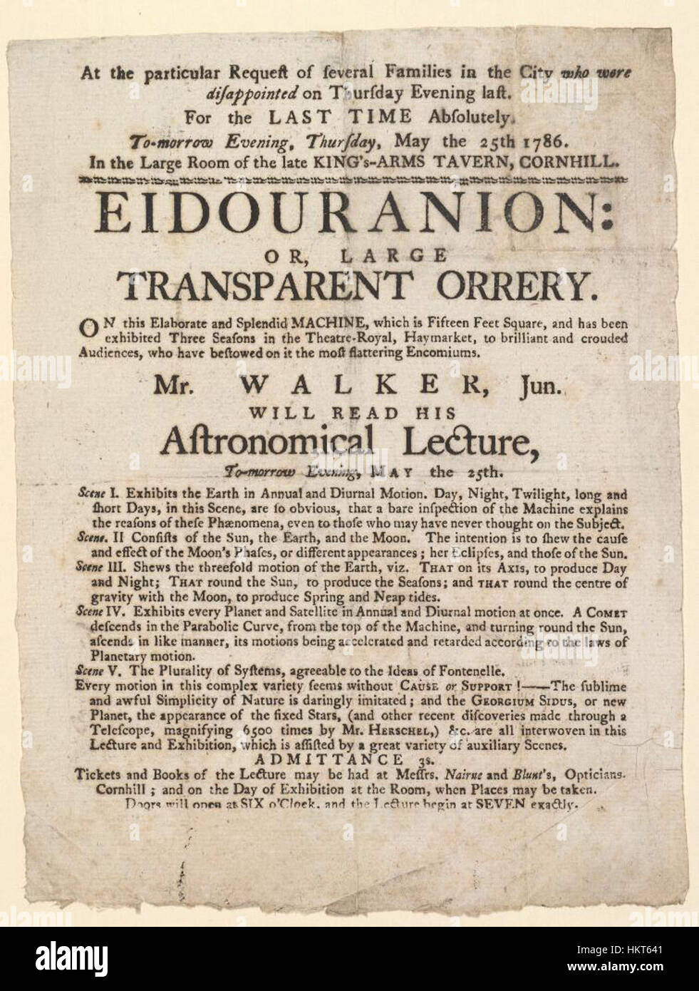 Cette œuvre présente l'Eidouranion, un grand orrerie transparent, logé dans les bibliothèques Bodleian. La pièce illustre les mécanismes complexes du modèle astronomique, soulignant son importance scientifique et historique en astronomie. Banque D'Images