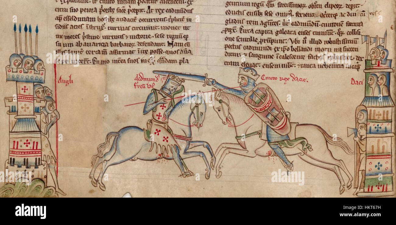 Ce portrait historique d'Edmund Ironside représente le roi anglais, fils de Æthelred l'Unready. L'œuvre illustre son rôle dans la lutte contre l'invasion danoise au début du XIe siècle, soulignant son leadership et sa détermination. Banque D'Images