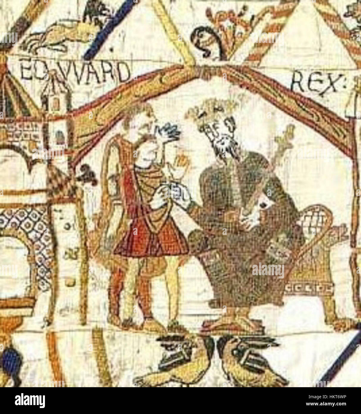 Le tableau Edward der Bekenner (Édouard le Confesseur) représente le roi anglais du XIe siècle, connu pour sa piété et son leadership. Cette œuvre d'art capture son comportement serein et royal et la signification historique de son règne pendant l'Angleterre médiévale. Banque D'Images