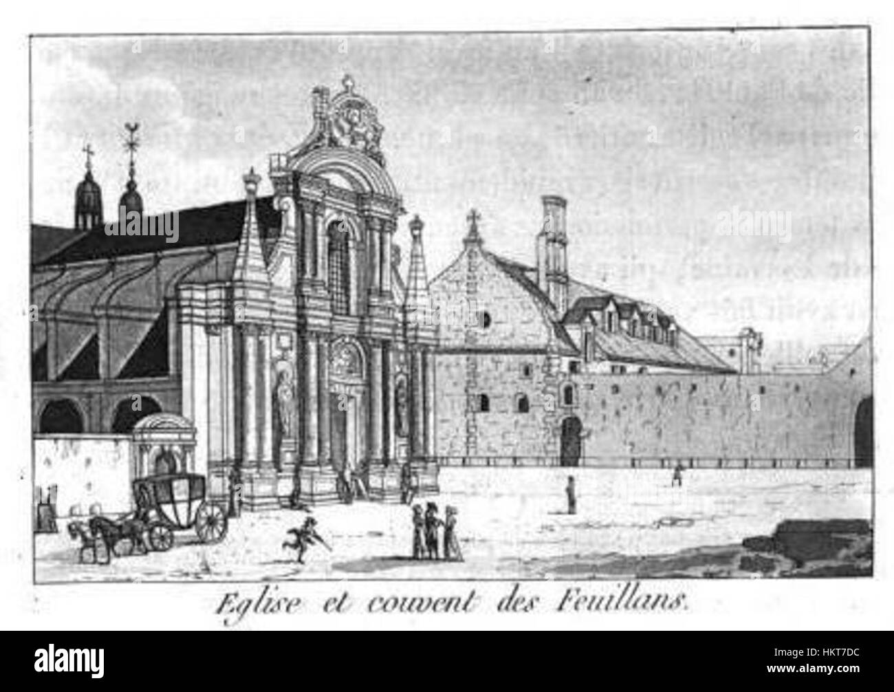 Ce tableau représente l'Eglise et couvent des Feuillans, une église historique et couvent en France, mettant en valeur la beauté architecturale du XVIIe siècle. Banque D'Images