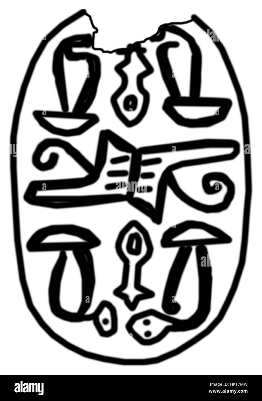 Scarabée égyptien - avec des couronnes et Cobras Design - Walters 4233 - Bas Banque D'Images