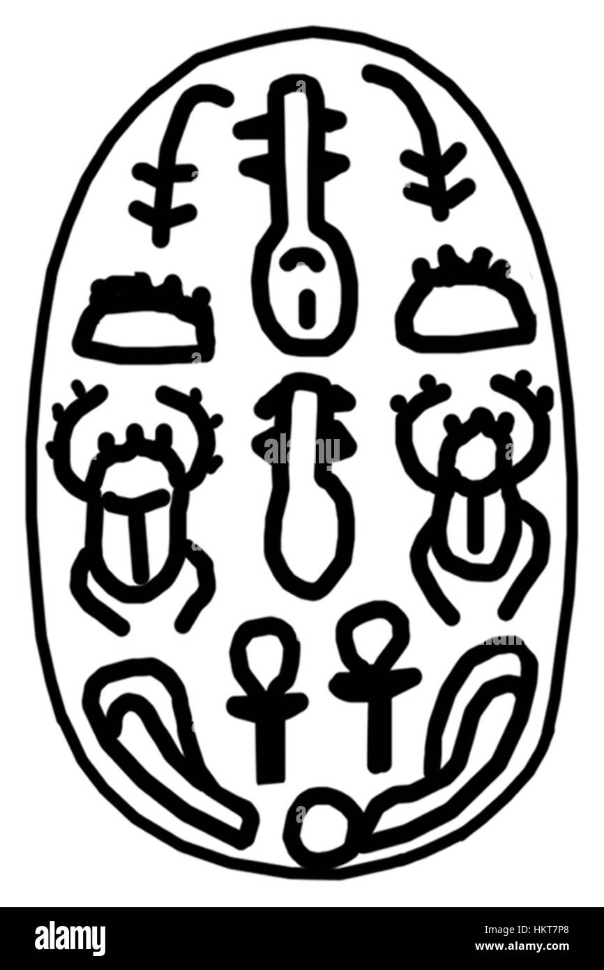 Cet ancien scarabée égyptien, avec des signes gravés, est un exemple significatif de bijoux égyptiens et d'amulettes, souvent utilisés à des fins religieuses ou de protection. Banque D'Images