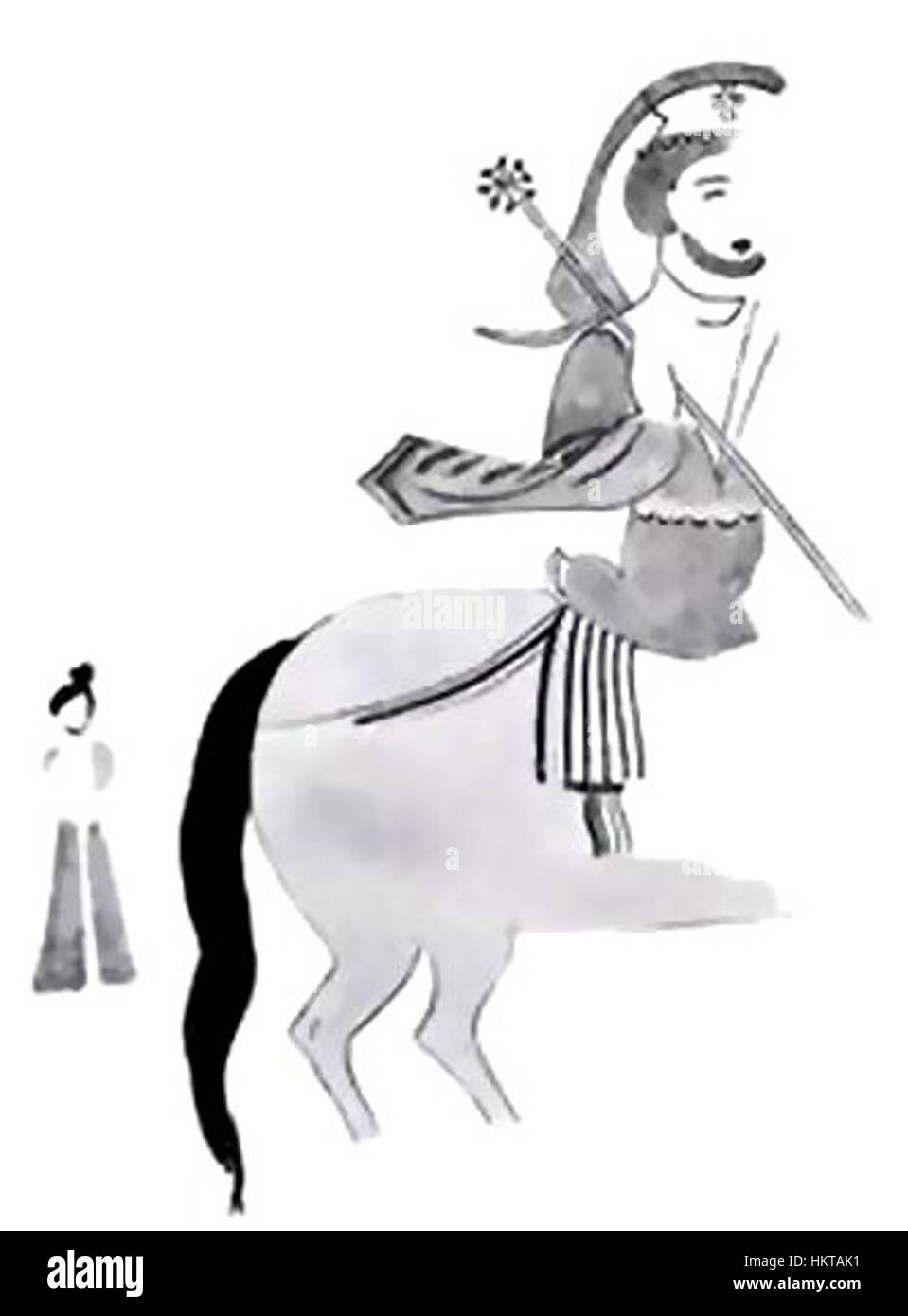 Une représentation de 'l'entrée de Jésus-Christ dans Jérusalem', avec une figure féminine en costume de T'ang, de Chotscho, Sinkiang. Cette œuvre d'art, créée par un artiste, présente des éléments anciens, historiques et vintage, et est exposée dans un musée ou une galerie comme chef-d'œuvre du design des beaux-arts. Banque D'Images