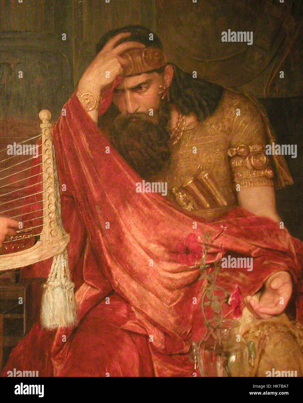 'David och Saul' d'Ernst Josephson, une peinture à l'huile détaillée, représente une scène biblique entre le roi Saul et David. Connu pour son utilisation éclatante de la couleur et des détails, Josephson capture un moment d'importance historique et émotionnelle. Banque D'Images