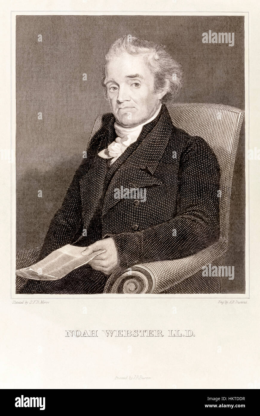 Noah Webster (1758-1843), lexicographe américain qui est un 'Global American Dictionary of the English Language" publié en 1828, contenait plus de mots que n'importe quel dictionnaire précédent. Voir la description pour plus d'informations. Banque D'Images