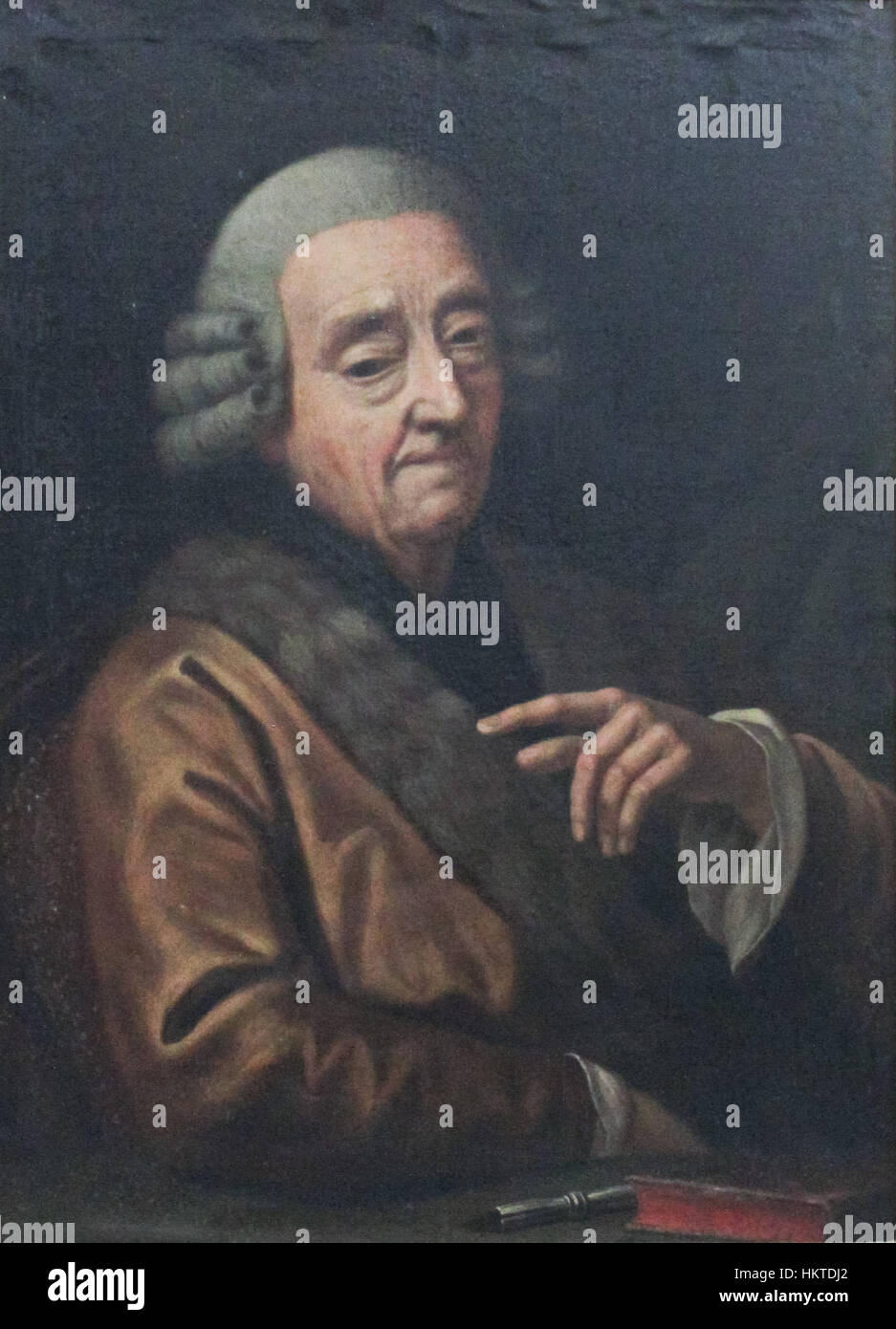 Un autoportrait de peinture à l'huile par Favray, mettant en valeur le style distinctif de l'artiste. La pièce met l'accent sur les expressions faciales et les détails complexes, mettant en évidence l'habile représentation de Favray de l'identité personnelle et de la mode du XVIIIe siècle. Banque D'Images