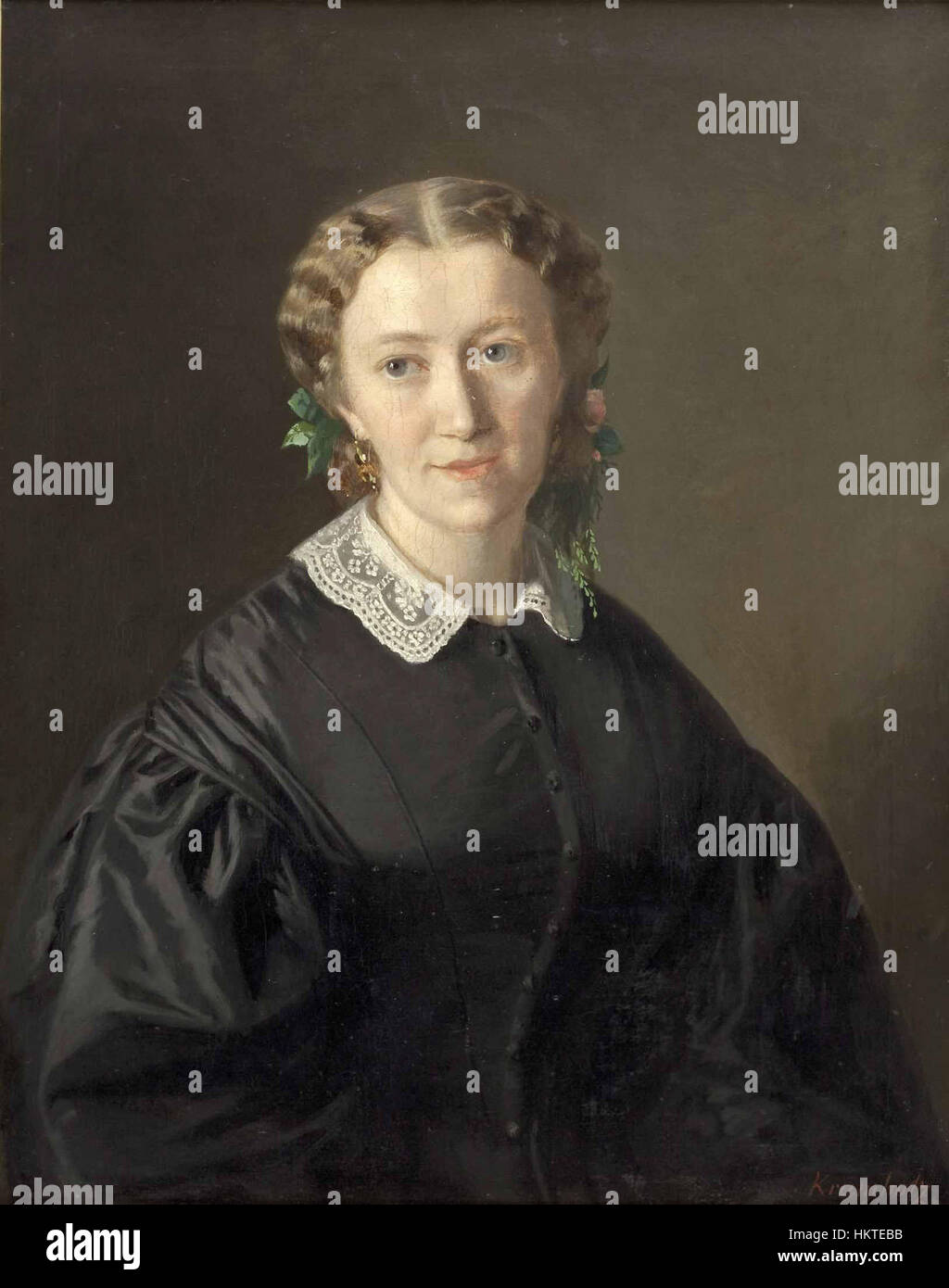 Portrait de Ferdinand Krumholz, réalisé en 1861, mettant en scène une femme dans un contexte historique et de mode détaillé du XIXe siècle. Banque D'Images