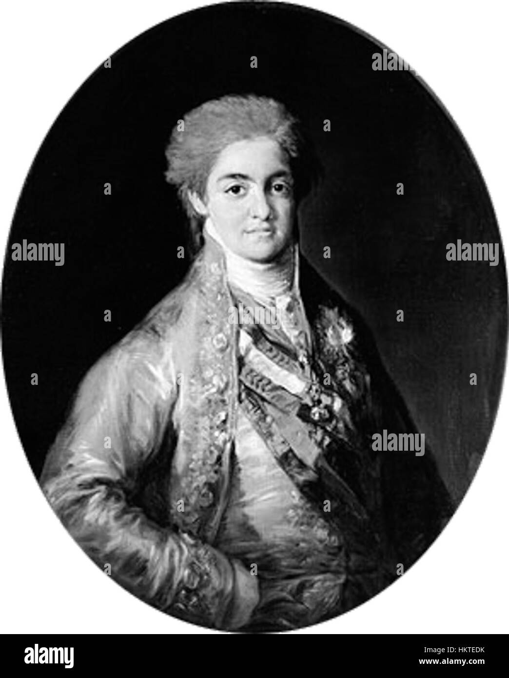 Une peinture à l'huile représentant Ferdinand VII comme Prince des Asturies, avant de devenir Roi d'Espagne. Le portrait met en valeur sa tenue royale et son comportement formel au début du XIXe siècle. Banque D'Images Une peinture à l'huile représentant Ferdinand VII comme Prince des Asturies, avant de devenir Roi d'Espagne. Le portrait met en valeur sa tenue royale et son comportement formel au début du XIXe siècle. Banque D'Images