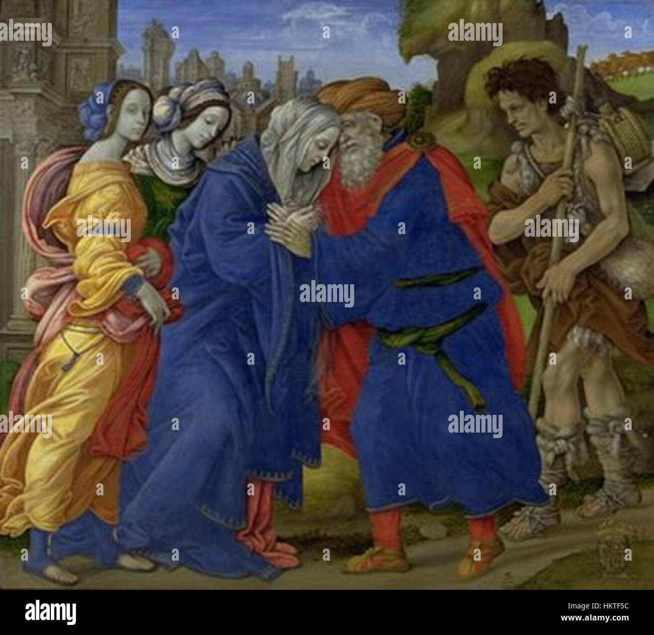 *Incontro alla Porta Aurea* de Filippino Lippi est une peinture à l'huile représentant un moment clé de la Renaissance italienne La scène illustre une interaction impliquant des thèmes sacrés et historiques, rendue avec la technique magistrale de Lippi. Banque D'Images *Incontro alla Porta Aurea* de Filippino Lippi est une peinture à l'huile représentant un moment clé de la Renaissance italienne La scène illustre une interaction impliquant des thèmes sacrés et historiques, rendue avec la technique magistrale de Lippi. Banque D'Images