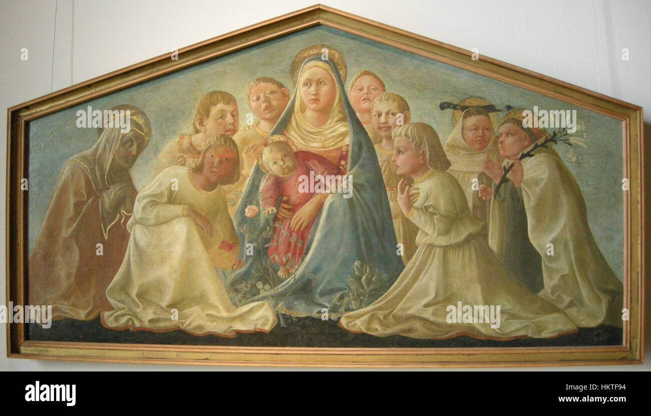 *Madonna Trivulzio* de Filippo Lippi (1430-32) représente la Vierge Marie avec l’enfant Jésus. La peinture, abritée dans la Pinacoteca di Brera, Milan, est connue pour sa représentation délicate des figures et l'utilisation de la lumière et de la couleur typiques du début du style Renaissance. Banque D'Images