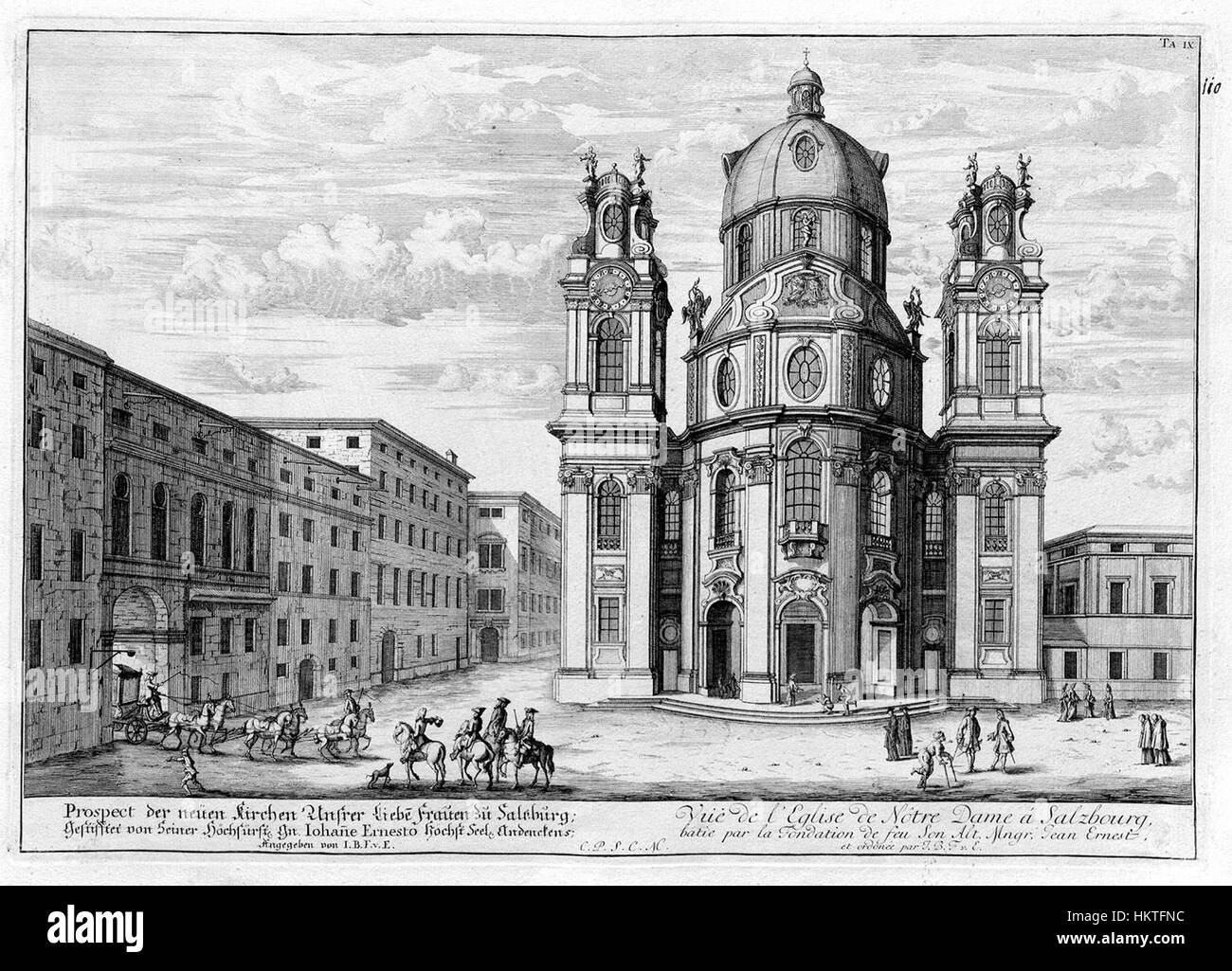 Une conception architecturale historique de Fischer von Erlach, reflétant le style baroque du XVIIe siècle. Le plan détaillé illustre les principes de conception complexes de l'époque. Banque D'Images