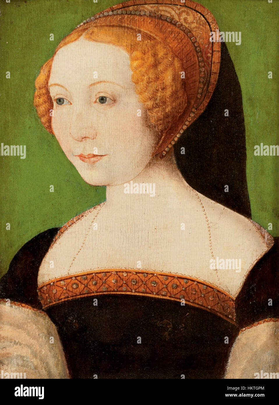 Ce portrait du XVIe siècle, attribué à un disciple de Corneille de Lyon, représente une dame de la Renaissance française. L'œuvre met en évidence des détails complexes de la mode et l'expression digne du sitter, révélateur des styles de portrait de la période. Banque D'Images