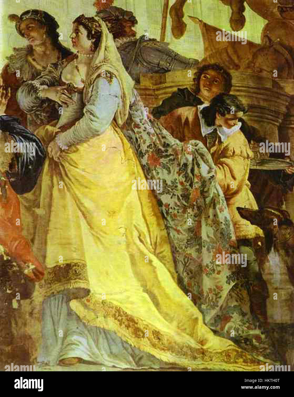 Une peinture de Fontebasso représentant l'histoire mythologique d'Antiochus et Stratonica. L'œuvre capture le moment dramatique de la mythologie grecque antique, mettant en valeur l'intensité émotionnelle et les éléments narratifs de la scène. Banque D'Images
