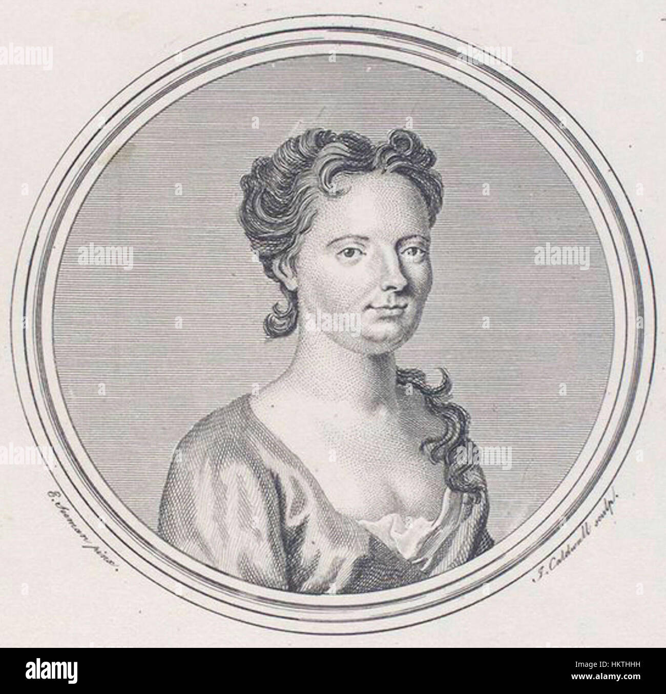 Le portrait de Francesca Cuzzoni, peint par James Caldwall, représente la célèbre soprano italienne dans une représentation gracieuse et détaillée. Cuzzoni était connue pour son extraordinaire talent vocal dans la scène de l'opéra du début du XVIIIe siècle. Banque D'Images