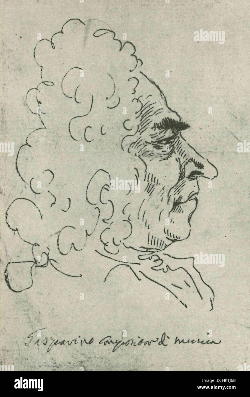 L'œuvre de Francesco Gasparini, illustrée par Pier Leone Ghezzi, représente les Codices Ottoboniani à la Bibliothèque du Vatican. Cette illustration historique met en valeur des manuscrits anciens et leur importance dans la préservation culturelle. Banque D'Images