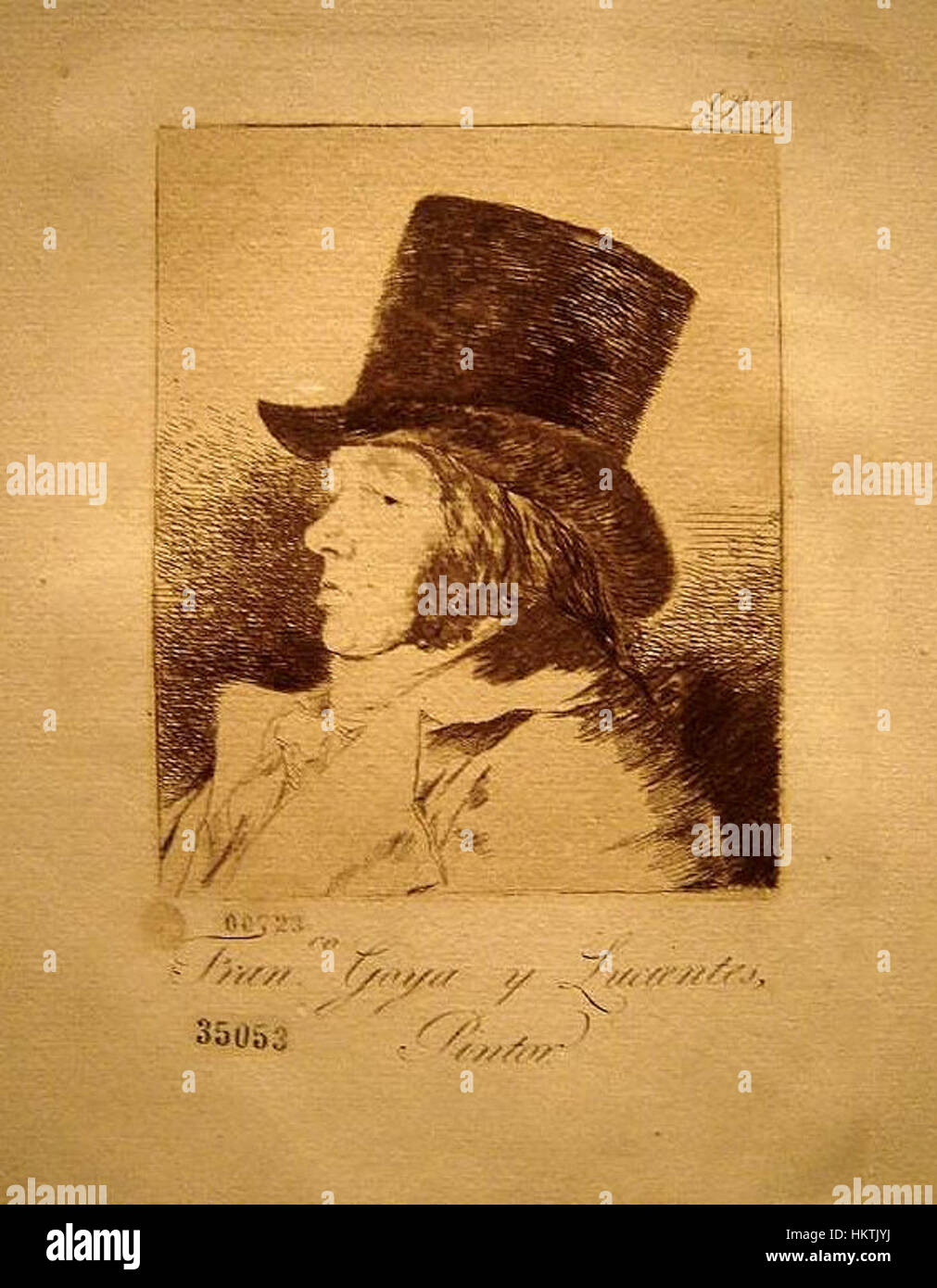 Un autoportrait de Francisco de Goya réalisé en 1818, mettant en valeur son style distinctif et capturant l’expression personnelle de l’artiste. La peinture est un exemple notable de l’œuvre mature de Goya pendant les lumières espagnoles. Banque D'Images